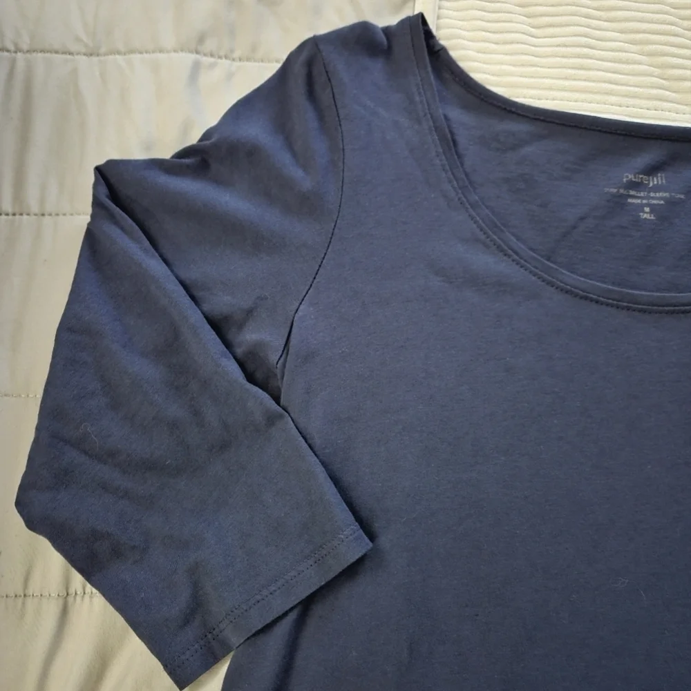 J.Jill Pure Jill Navy Blue 3/4 Sleeve Dress/Long Shirt Size M Tall - Picture 5 of 5